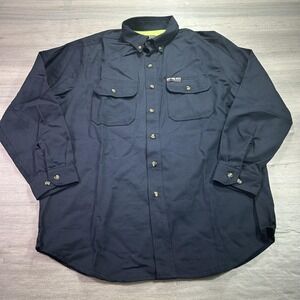 MCR Safety Shirt Mens XL Navy Summit Breeze FR CAT 2 Workwear Button Front